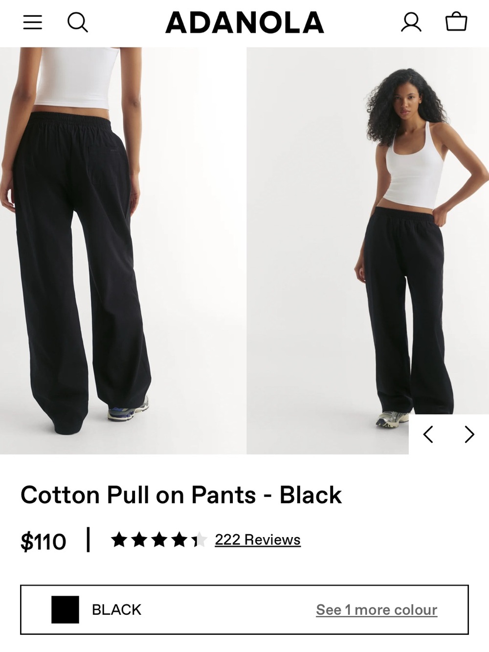 Adanola Black Wide-Leg 100% Cotton Pants - Picture 1 of 5